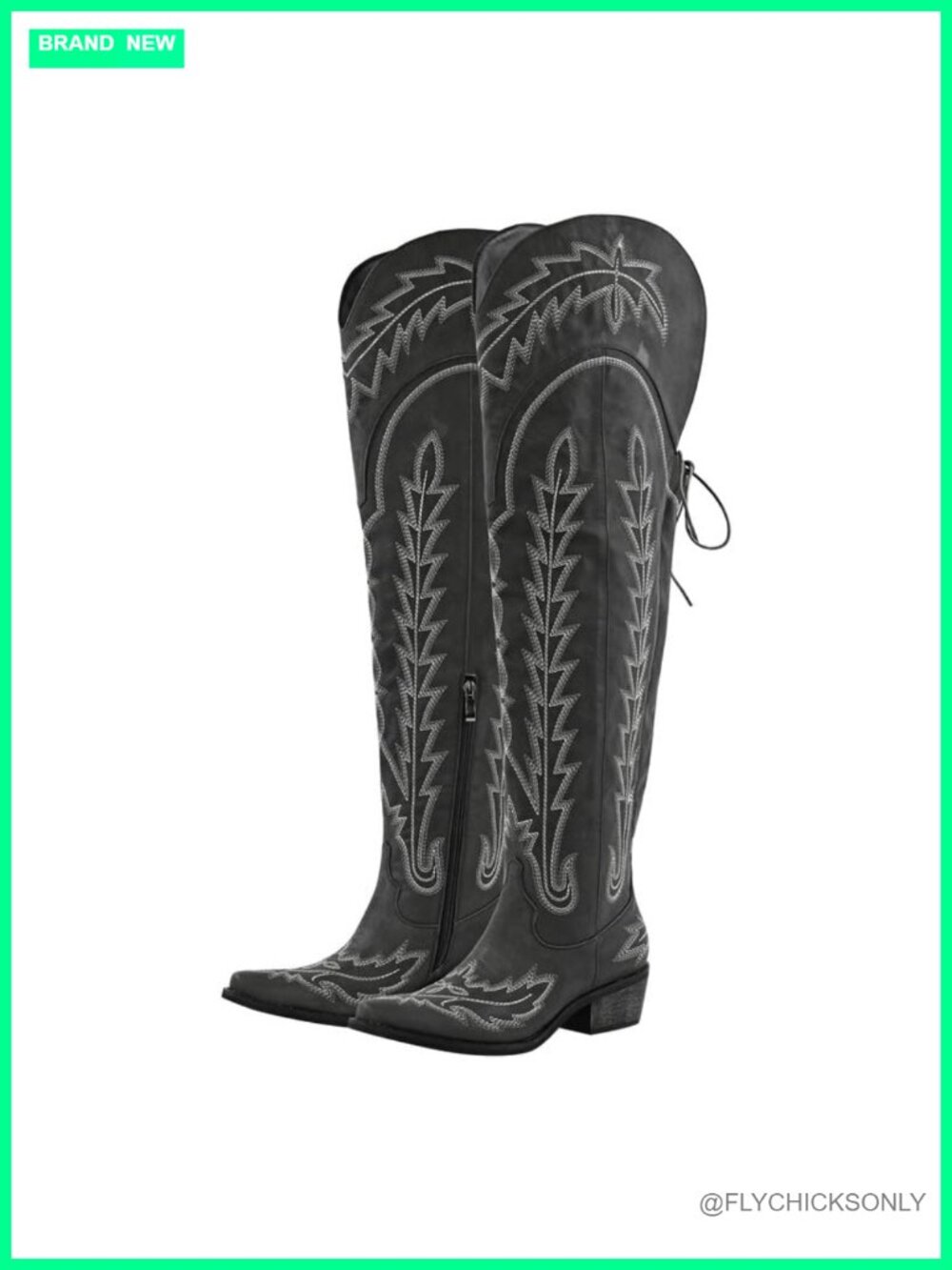 Cowboy Boots Thigh High Wide Calf Embroidered Western Boots